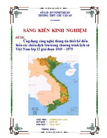 Sáng kiến kinh nghiệm Ứng dụng công nghệ thông tin thiết kế diễn biến các chiến dịch lớn trong chương trình lịch sử Việt Nam lớp 12 giai đoạn 1945 - 1975