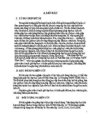 Sáng kiến kinh nghiệm Vận dụng dạy học tích hợp nội dung văn học trong dạy học Lịch sử Việt Nam lớp 12 ở trường THPT Tĩnh Gia 5