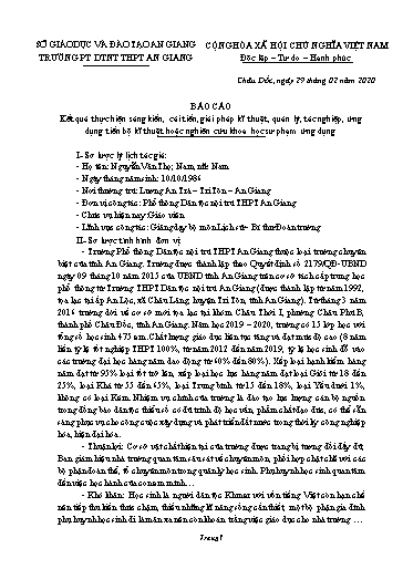 Sáng kiến kinh nghiệm Vận dụng kiến thức liên môn trong dạy học Lịch sử Việt Nam giai đoạn 1945 - 1954 tại trường Phổ thông DTNT THPT An Giang