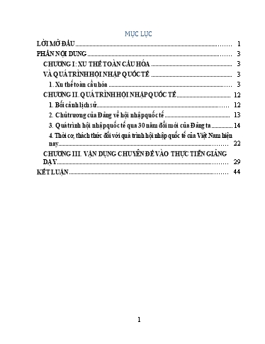 Sáng kiến kinh nghiệm Xu thế toàn cầu hóa và quá trình hội nhập quốc tế