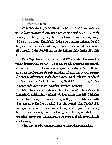 SKKN Giáo dục lòng yêu nước cho học sinh trong dạy học Lịch sử THPT lớp 12