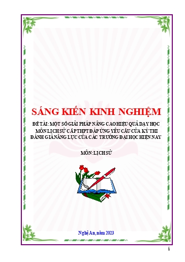 SKKN Một số giải pháp nâng cao hiệu quả dạy học môn Lịch sử cấp THPT đáp ứng yêu cầu của kỳ thi Đánh giá năng lực của các trường Đại học hiện nay