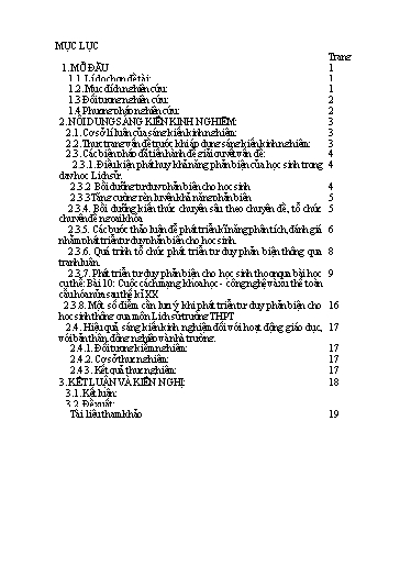 SKKN Một số kinh nghiệm nhằm phát triển tư duy phản biện cho học sinh khi học môn Lịch sử nói chung và học Bài 10 Cuộc cách mạng Khoa học - Công nghệ và xu thế toàn cầu hóa nửa sau thế kỉ XX - Lịch sử lớp 12