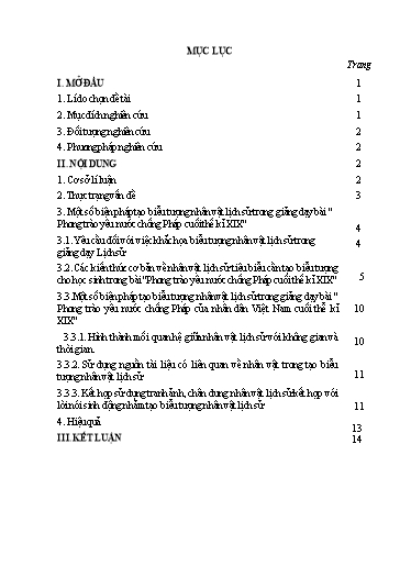 SKKN Một số phương pháp khắc họa biểu tượng nhân vật lịch sử trong giảng dạy bài phong trào yêu nước chống Pháp cuối thế kỉ XIX (SGK Lịch sử 11 - Chương trình cơ bản)