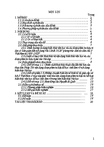 SKKN Sử dụng các đoạn phim tư liệu kết hợp với tích hợp kiến thức văn học nhằm gây hứng học tập cho học sinh khi dạy bài 12 - Tiết 19, 20 “Phong trào dân tộc dân chủ ở Việt Nam từ 1919 đến 1925” (Lịch sử lớp 12)