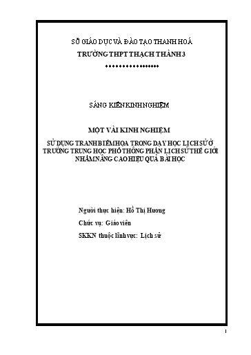 SKKN Sử dụng tranh biếm họa trong dạy học lịch sử ở trường trung học phổ thông phần Lịch sử thế giới nhằm nâng cao hiệu quả bài học