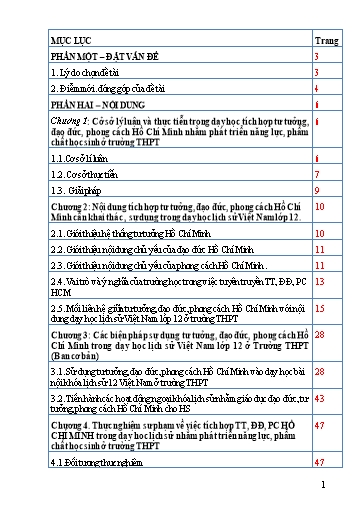 SKKN Tích hợp nội dung học tập tư tưởng, đạo đức, phong cách Hồ Chí Minh trong dạy học Lịch sử Việt Nam lớp 12 nhằm phát triển phẩm chất và năng lực cho học sinh ở trường THPT