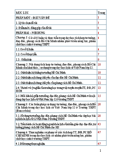 SKKN Tích hợp nội dung học tập tư tưởng, đạo đức, phong cách Hồ Chí Minh trong dạy học Lịch sử Việt Nam lớp 12 nhằm phát triển phẩm chất và năng lực cho học sinh ở trường Trung học phổ thông