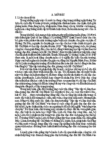 SKKN Vận dụng bài giảng của giáo sư Hoàng Chí Bảo tại Thanh Hóa để hệ thống một số kiến thức Lịch sử Việt Nam và giáo dục tư tưởng Hồ Chí Minh cho học sinh lớp 12A1 và 12A2 trường THPT Quan Sơn