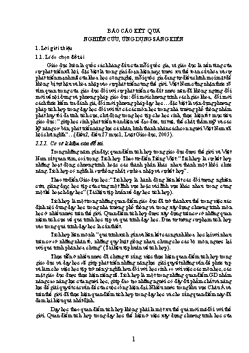 SKKN Vận dụng hiệu quả phương pháp tích hợp kiến thức liên môn trong dạy học Lịch sử Tiết 20 - Bài 14: Phong trào cách mạng 1930 - 1935 (Tiết 1 - Lịch sử 12 ban cơ bản)