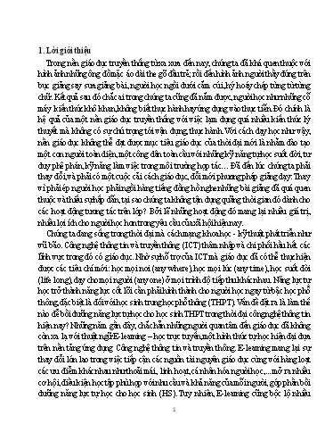 SKKN Xây dựng và sử dụng bài giảng E-learning vào dạy học Tiết 20 - Bài 14: “Phong trào cách mạng 1930 - 1935” (T1 - Lịch sử lớp 12 cơ bản) theo mô hình lớp học đảo ngược